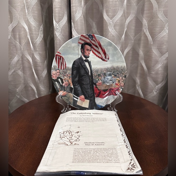 Knowles, "The Gettysburg Address", 1986, Lincoln Man of America Bradex Plate - Picture 1 of 9